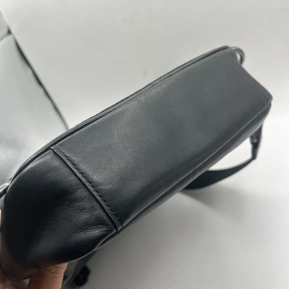 Coach C2932 Graham Signature Canvas Leather Black Gray Crossbody Sling Bag